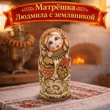 Матрешка Людмила с земляникой