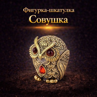 Фигурка-шкатулка Совушка (янтарь)