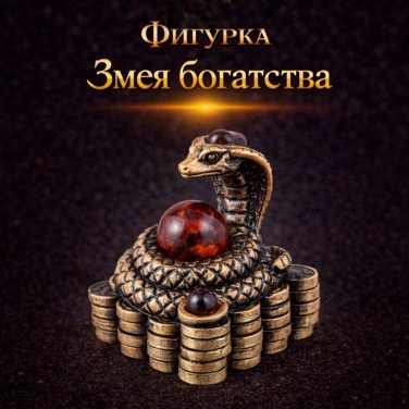 Фигурка Змея богатства (янтарь)
