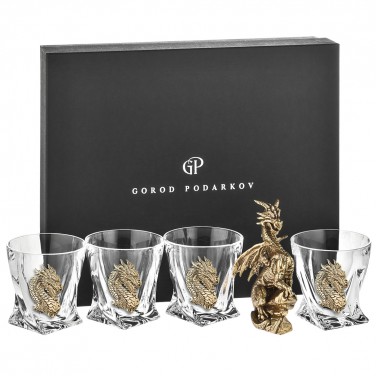Набор бокалов для виски Золотой дракон (в коробке)