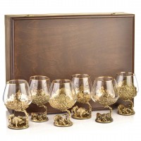 Набор бокалов для коньяка Охота по-русски (в шкатулке) Набор бокалов для коньяка Охота по-русски (в шкатулке)