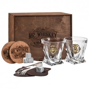 Набор бокалов для виски Зодиакальные львы (в шкатулке)