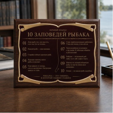 Плакетка 10 заповедей рыбака Плакетка 10 заповедей рыбака