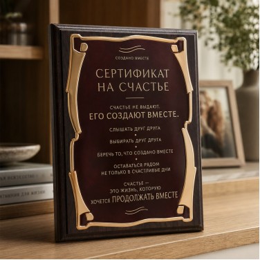 Плакетка Сертификат на счастье Плакетка Сертификат на счастье