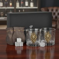 Набор бокалов для виски Лев в короне (в коробке)