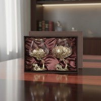 Набор бокалов для коньяка Охота на кабана и медведя (в коробке)