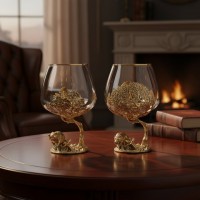 Набор бокалов для коньяка Вепрь и медведь (в ларце)