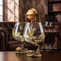 Набор бокалов для коньяка Охота на кабана и медведя (в коробке)