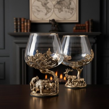 Набор бокалов для коньяка Таежная охота (в шкатулке)