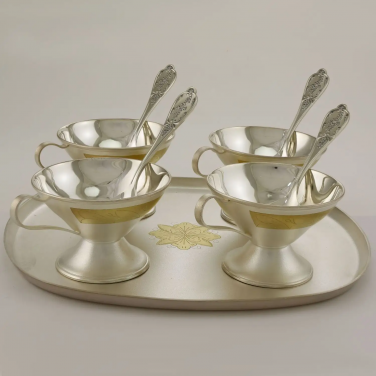 Кофейный набор Серебряный цветок (посеребренный)