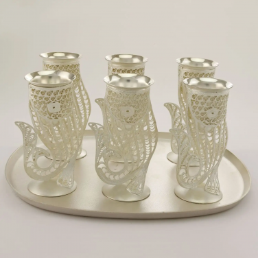 Набор для коньяка Ажурная рыбка (посеребренный)