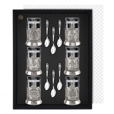 Чайный набор Памятные места Петербурга (с чернением)