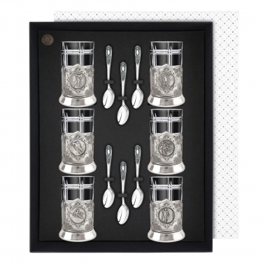 Чайный набор Зимний спорт (с чернением)