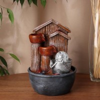 Декоративный фонтан Деревенька (с подсветкой)