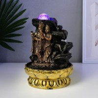 Декоративный фонтан Радха и Кришна в лотосе (с подсветкой)