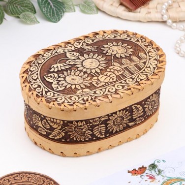 Шкатулка Подсолнухи (береста)