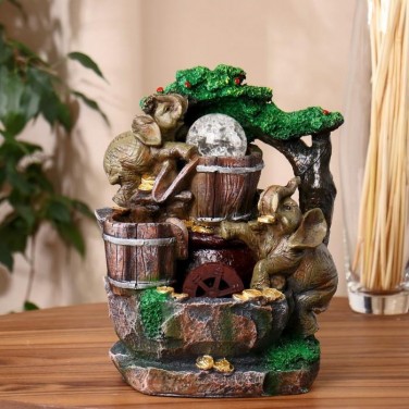 Декоративный фонтан Слоны у воды (с подсветкой)