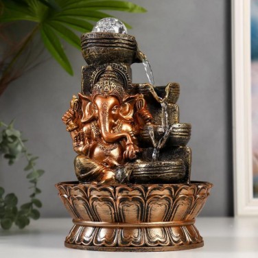Декоративный фонтан Ганеша у водяных чаш (с подсветкой)