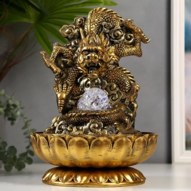 Декоративный фонтан Дракон в лотосе (с подсветкой)
