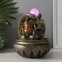 Декоративный фонтан Ганеша под водопадом (с подсветкой)