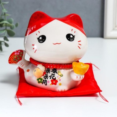 Копилка Манэки с цветочным веером