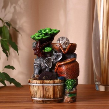 Декоративный фонтан Слоненок под деревом (с подсветкой)