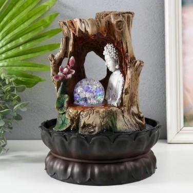 Декоративный фонтан Будда в дереве (с подсветкой)