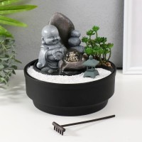 Декоративный фонтан Хотей в саду камней (с подсветкой)