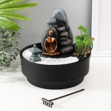 Декоративный фонтан Будда в саду камней (с подсветкой)