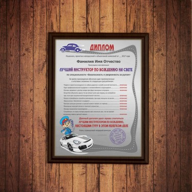Плакетка Лучший инструктор по вождению на свете Плакетка Лучший инструктор по вождению на свете