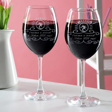 Комплект бокалов для вина Новогоднее поздравление