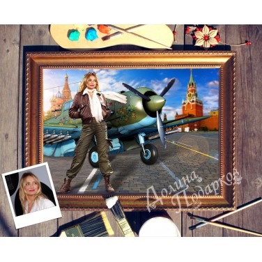Портрет по фото Девушка и самолёт