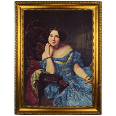 Портрет по фото Девушка в синем платье