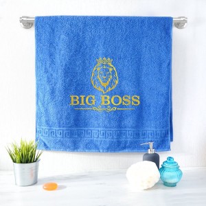 Полотенце с вышивкой Big Boss (синее)