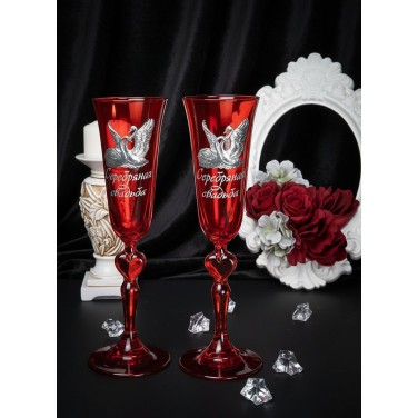 Набор фужеров для шампанского Серебряная свадьба - 25 лет