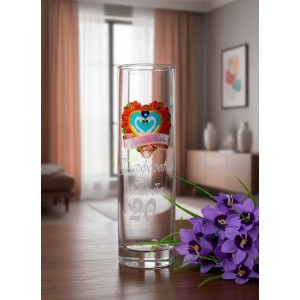 Стеклянная ваза 20 лет - фарфоровая свадьба