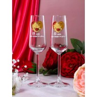 Набор фужеров для шампанского Хрустальная свадьба - 15 лет счастья