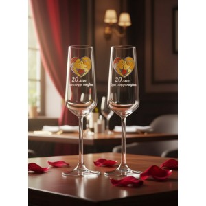 Набор фужеров для шампанского Фарфоровая свадьба - 20 лет счастья