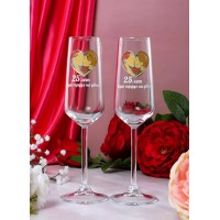 Набор фужеров для шампанского Серебряная свадьба - 25 лет любви