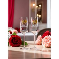 Набор фужеров для шампанского 30 лет - одно сердце на двоих