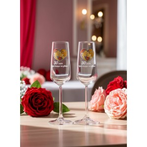 Набор фужеров для шампанского 30 лет - одно сердце на двоих