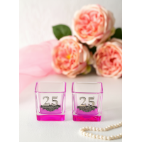Набор розовых подсвечников 25 лет вместе