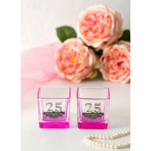 Набор розовых подсвечников 25 лет вместе