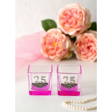Набор розовых подсвечников 25 лет вместе
