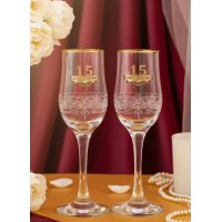 Набор фужеров для шампанского Хрустальная свадьба - 15 лет