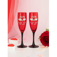 Набор фужеров для шампанского Рубиновая свадьба - 40 лет