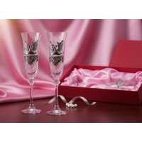 Набор фужеров для шампанского Розовая свадьба