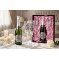 Набор фужеров с местом под бутылку Оловянная свадьба