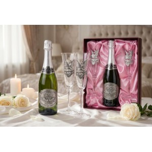 Набор фужеров с местом под бутылку Оловянная свадьба