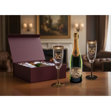 Набор фужеров с местом под бутылку 15 лет свадьбы